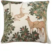 Unicorn and Does Forest White Cushion