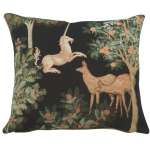 Unicorn and Does Forest Black European Cushion Cover