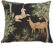 Unicorn and Does Forest Black Cushion