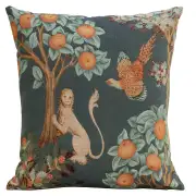 Lion and Pheasant Forest Blue Cushion