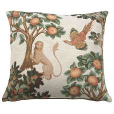 Lion and Pheasant Forest White Decorative Tapestry Pillow