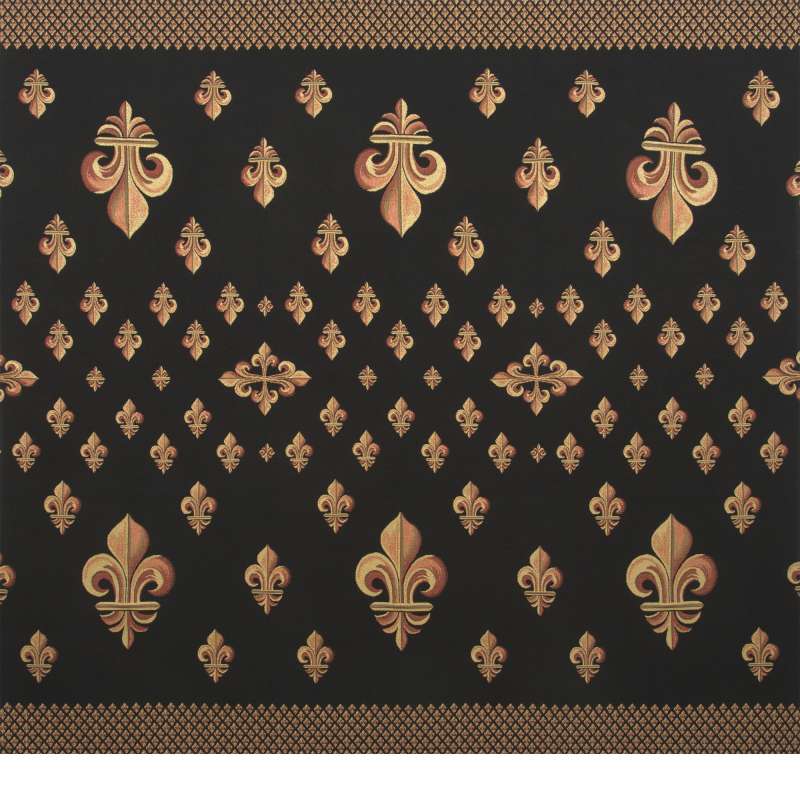 Grand Fleur de Lys Black Tapestry Afghan Throw