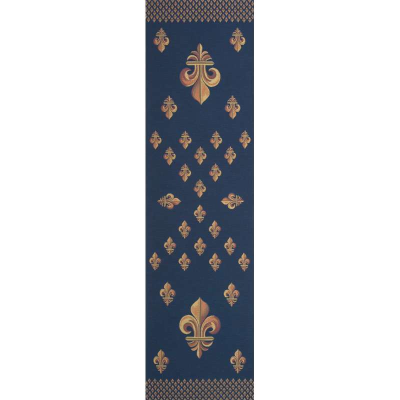 Royal Fleur de Lys Blue French Tapestry Table Runner