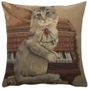 Cat With Piano Belgian Cushion Cover