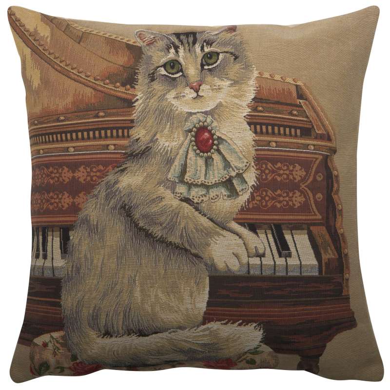 Cat With Piano European Cushion Cover
