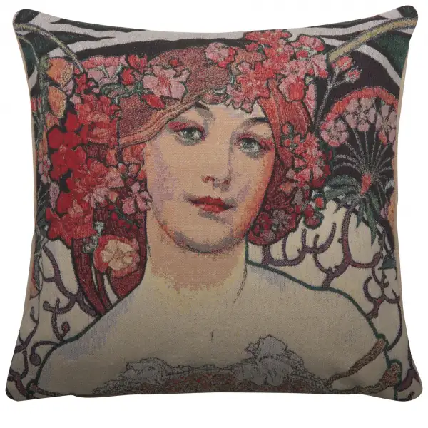 Champenois by Mucha Decorative Floor Pillow Cushion Cover