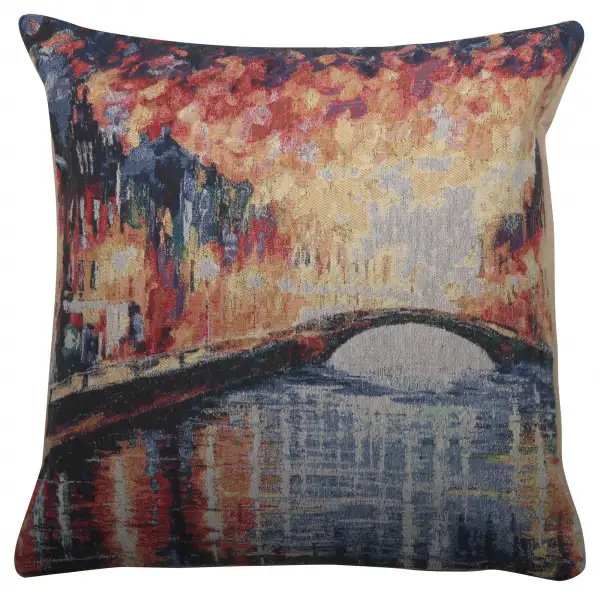 Bridge On Canal Decorative Floor Pillow Cushion Cover