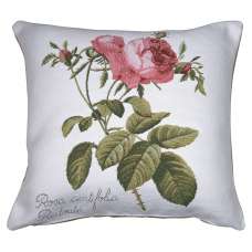 Rose On Right White French Tapestry Cushion
