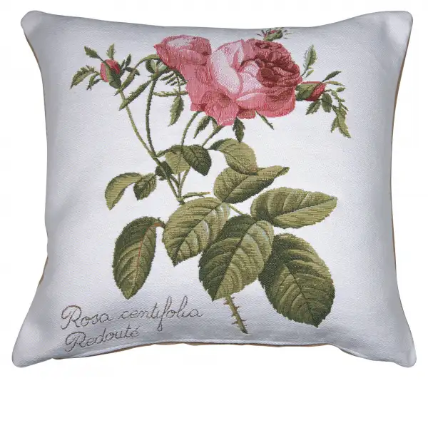 Rose On Right White Cushion - 19 in. x 19 in. Cotton by Charlotte Home Furnishings