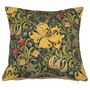 Golden Lily Black William Morris Belgian Sofa Pillow Cover