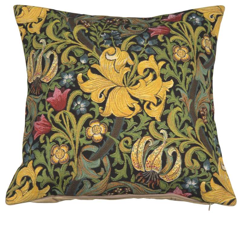 Golden Lily Black William Morris European Cushion Covers