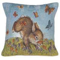 Bunny and Buterflies Decorative Tapestry Pillow