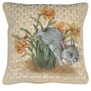 Easter Bunny II Belgian Tapestry Cushion - 14 in. x 14 in. Cotton by Charlotte Home Furnishings