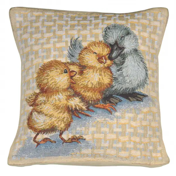 Easter Duck II Belgian Tapestry Cushion - 14 in. x 14 in. Cotton by Charlotte Home Furnishings