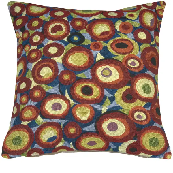 Klimt Circles Belgian Woven Cushion Cover - 16 x 16" Hand Finished Square Pillow for Living Room - Decorative Throw Accent Pillow Cover for Sofa Bed & Couch - Cushion Cover for Indoor Use