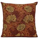 Chrysanthemum Brown Belgian Cushion Cover