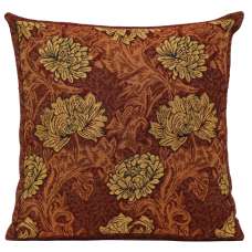 Chrysanthemum Brown Belgian Cushion Cover