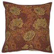 Chrysanthemum Brown Belgian Couch Pillow