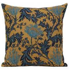 Anemone Blue Gold Belgian Cushion Cover