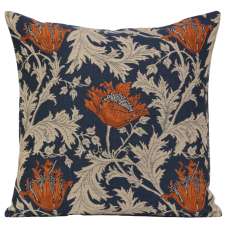 Anemone Blue Rust Belgian Cushion Cover