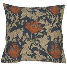 Anemone Blue Rust Belgian Cushion Cover