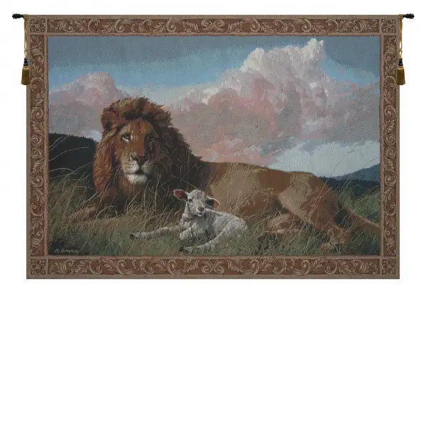 Lion And Lamb II Wall Tapestry