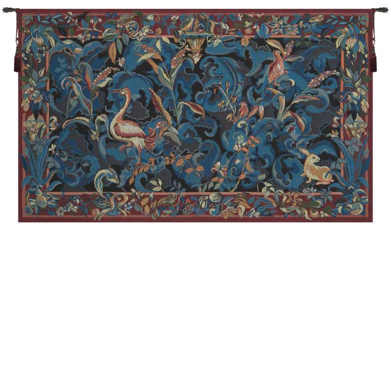 Animals Aristoloches Blue French Tapestry Wall Hanging