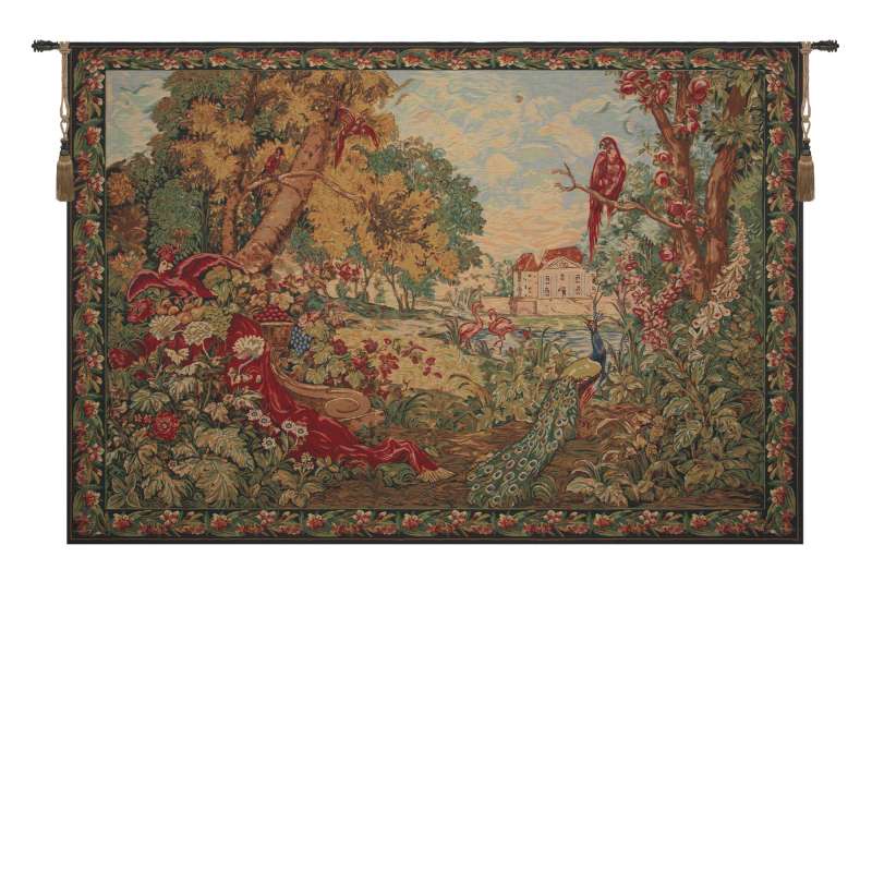 Castle In A Green Landscape European Tapestry Wall Hanging