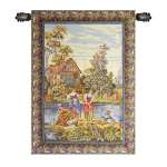 Washing by the Lake Small Vertical  Italian Wall Hanging Tapestry