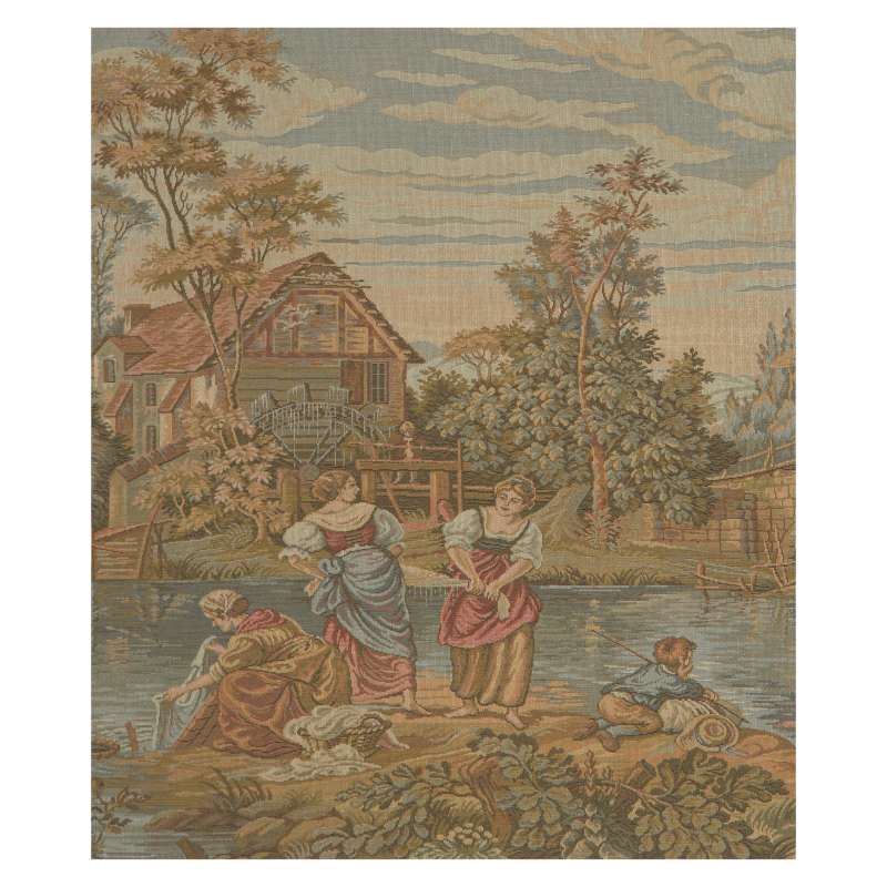Washing by the Lake Small without Border Italian Tapestry Wall Hanging
