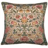 Roses and Birds White French Tapestry Cushion