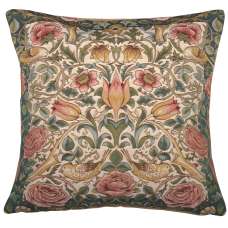 Roses and Birds White French Tapestry Cushion