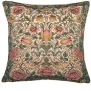 Roses and Birds White Cushion