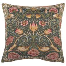 Roses and Birds Blue French Tapestry Cushion