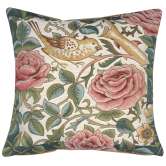 Zoom Bird and Roses White French Tapestry Cushion