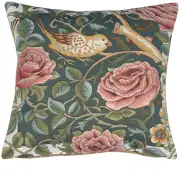 Zoom Bird and Roses Blue Cushion