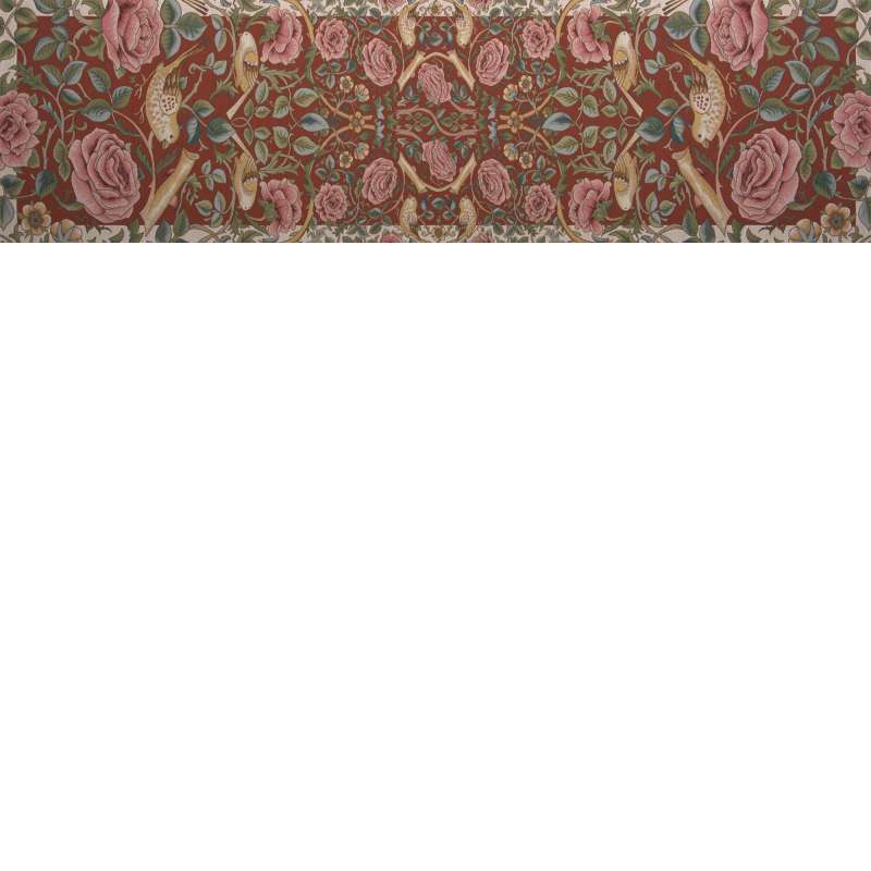 Roses and Birds II Red French Tapestry Table Runner