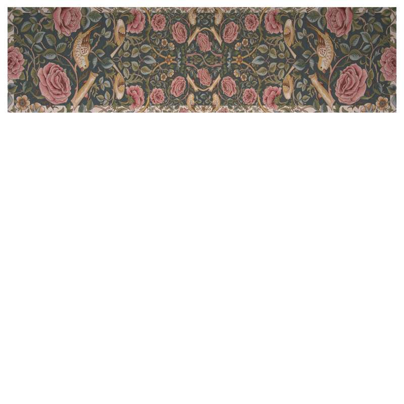 Roses and Birds II Blue French Tapestry Table Runner