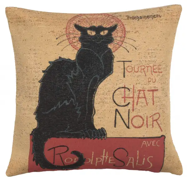 Tournee Du Chat Noir Small Belgian Cushion Cover - 14 in. x 14 in. Cotton by Charlotte Home Furnishings
