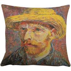 Van Gogh's Self Portrait with Straw Hat Large European Cushion Cover