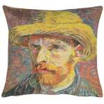 Van Gogh's Self Portrait with Straw Hat Small European Cushion Covers