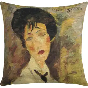 Woman With a Black Tie II Belgian Sofa Pillow Cover