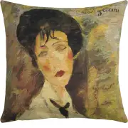 Woman With a Black Tie II Belgian Sofa Pillow Cover