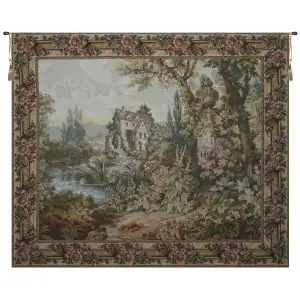 Old Mill Gold with Trellis Border Wall Tapestry