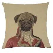 Commodore Pug Red Belgian Cushion Cover