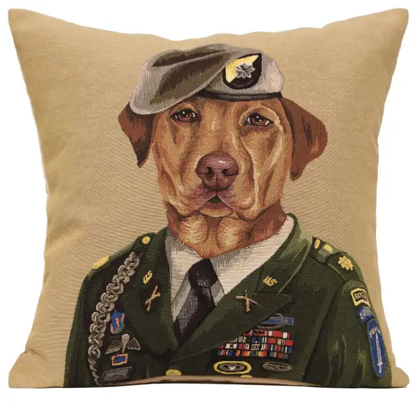 Chien Militaire Green Belgian Cushion Cover