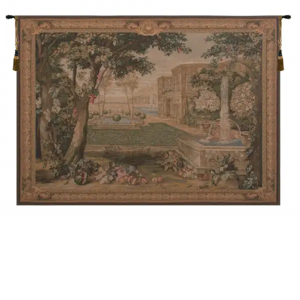 Charlotte Home Furnishing Inc. France Tapestry - 58 in. x 41 in. | Verdure Fontaine  French Wall Tapestry