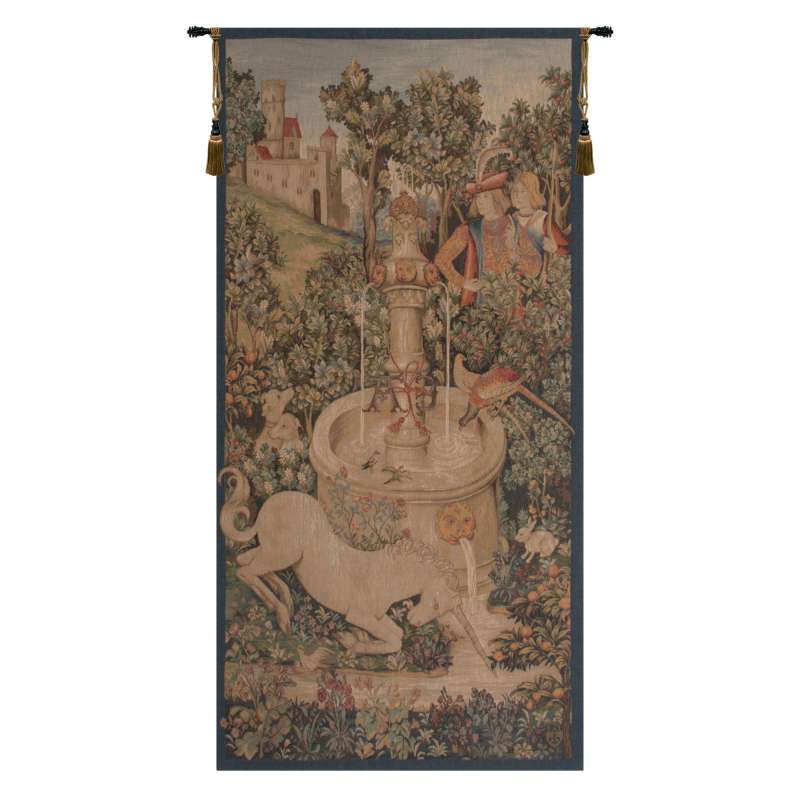 Portiere Licorne Fontaine French Tapestry Wall Hanging