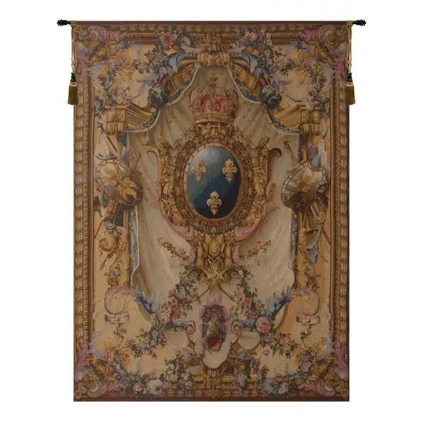 Charlotte Home Furnishing Inc. France Tapestry - 44 in. x 58 in. | Grandes Armoiries Creme I French Wall Tapestry