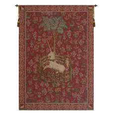 Licorne Captive Rouge European Tapestry Wall hanging
